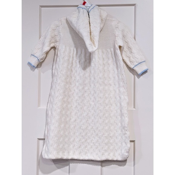 VINTAGE Baby Cable Knit Sweater Hooded Bunting by Yellow Bird - Picture 2 of 4